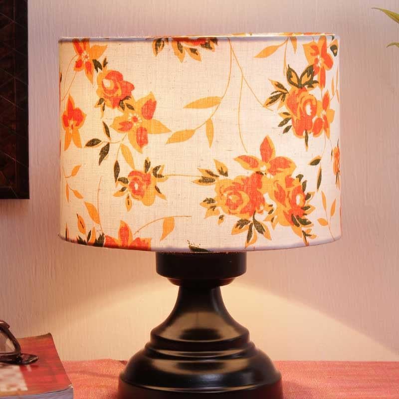 Orange Fleur Burst Fabric Table Lamp - Multicolor