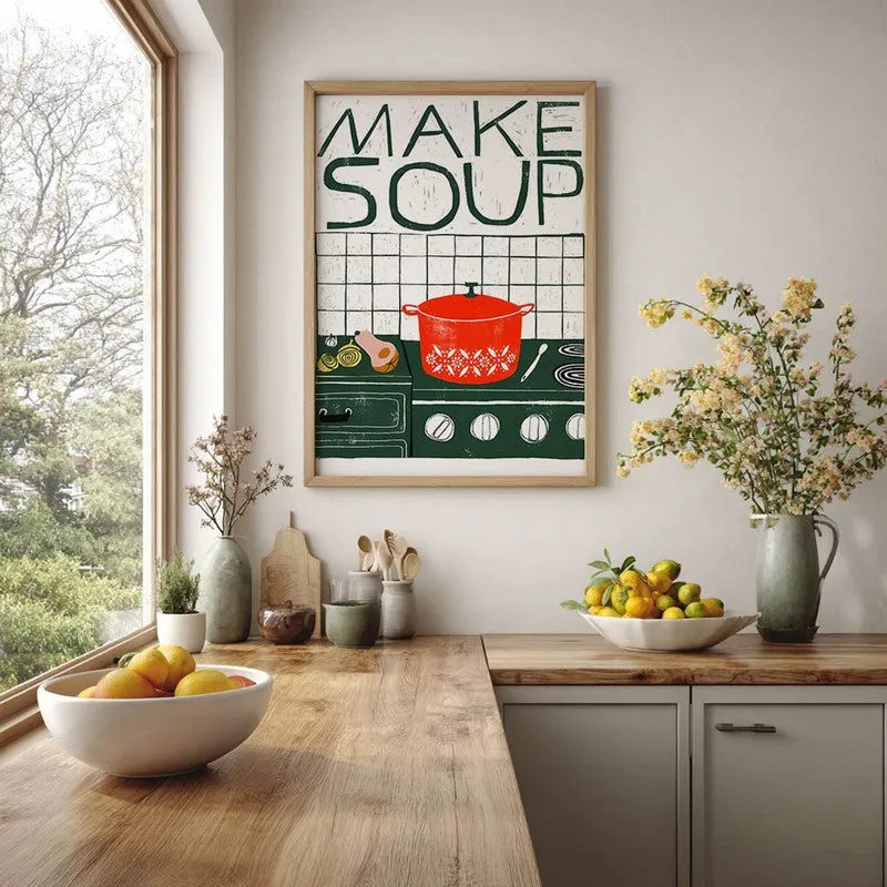 Make Soup Archival Canvas Wall Art - Brown media 5