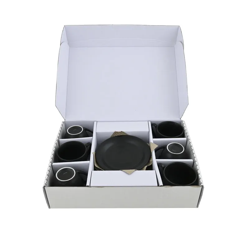 CozySip Porcelain Cup & Saucer (Black/200 mL Each) - Set of Six - 3