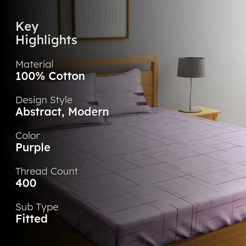 Silly Lines Fitted Cotton Bedsheet - 400 TC media 2