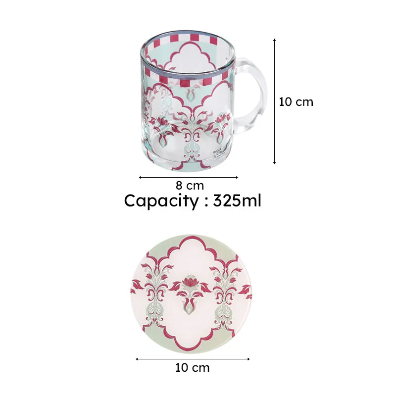 India Circus Heirloom Glass Mug With Coaster (325 mL Each) - Four Piece Set media 7