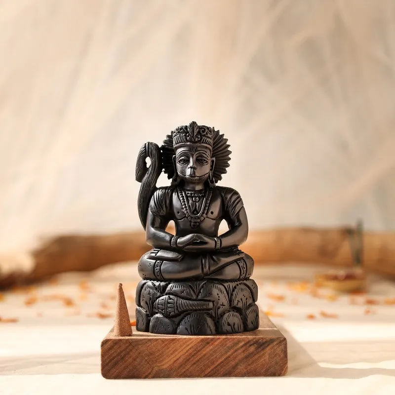 Lord Hanuman Divine Ebony Wood Idol media 3