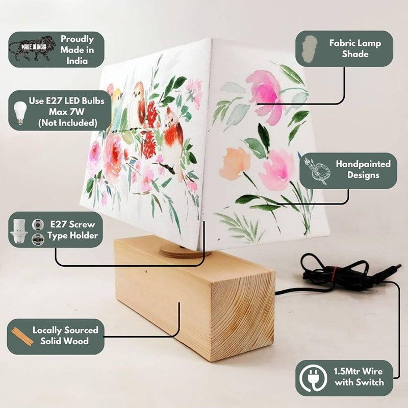 Trysta Bloom Recto Handpainted Fabric Table Lamp - Multicolor image 3