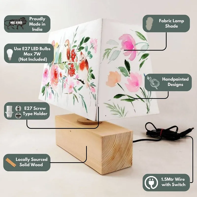 Trysta Bloom Recto Handpainted Fabric Table Lamp - Multicolor media 3