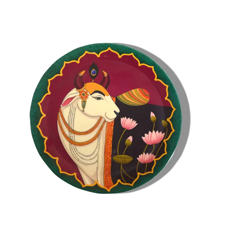 Pichwai Kamadhenu Wall Plate - Set of Three media 6