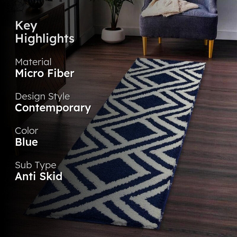 Luxe Plush Micro Fiber Runner Rug - Blue media 2