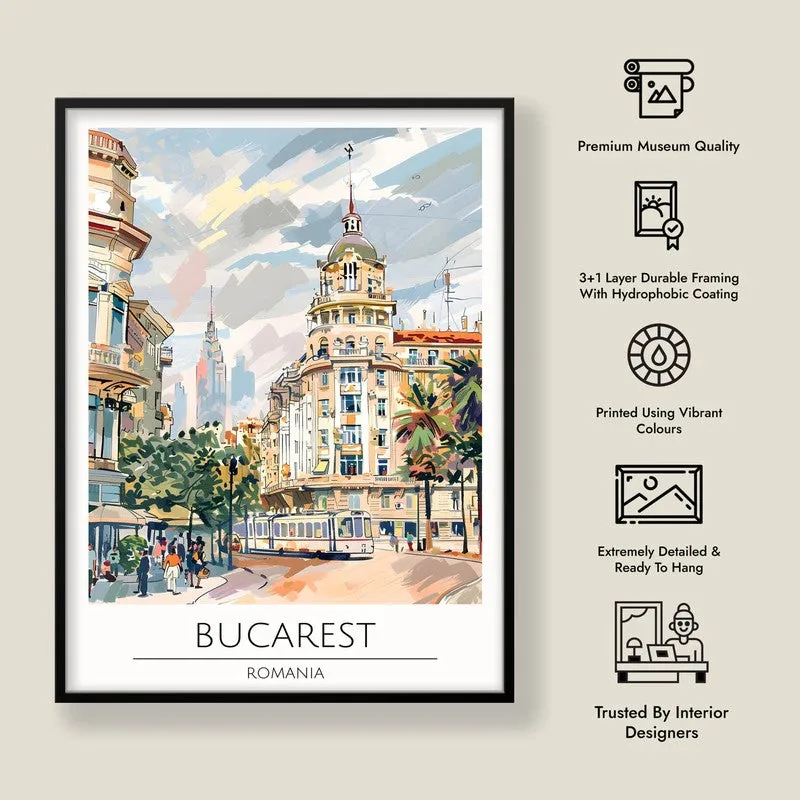 Vintage Bucarest Framed Canvas Wall Painting media 8