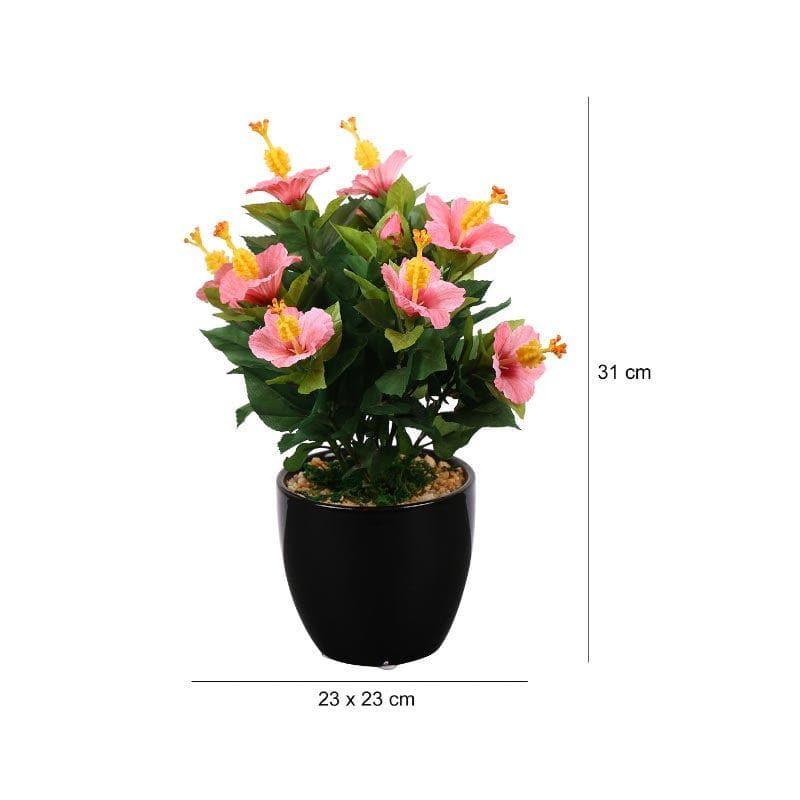 Faux Mini Hibiscus Bonsai In Ceramic Pot (31 cms) - Pink media 4