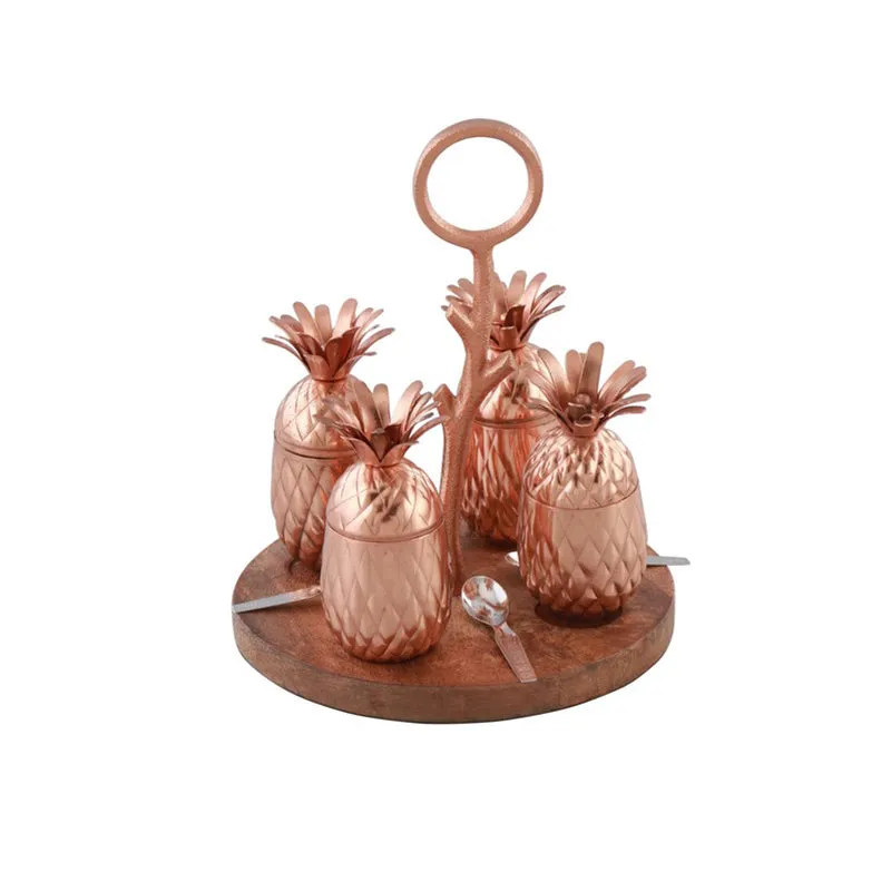Luxeron Copper Finish Jars With Wooden Tray - Nine Piece Set media 3