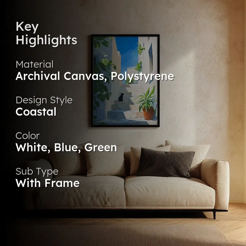 Shadow Stair Canvas Wall Painting - Black Frame media 2