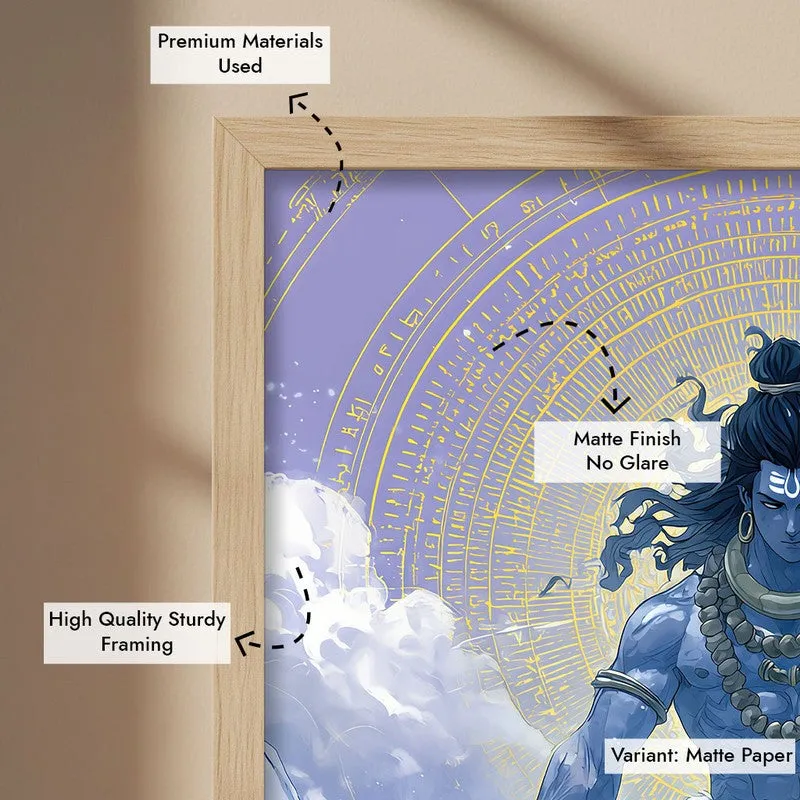 Mahadev with Trishul Divine II Archival Paper Wall Art - Natural Brown Frame media 6