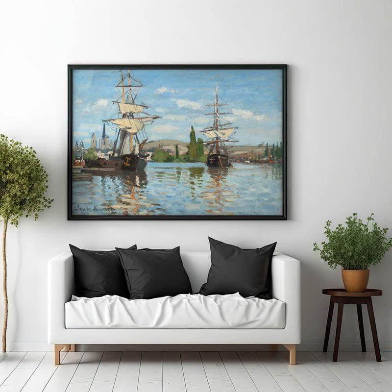 Ships Riding In The Seine At Rouen By Claude Monet - Black Frame