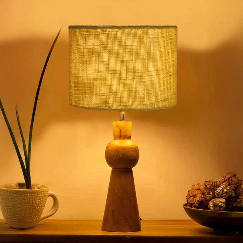 Angler Jute Wooden Table Lamp - Yellow,Brown media 1