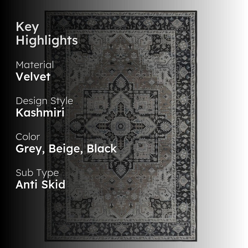 Lysandra Velvet Rectangle Anti-Skid Carpet media 2