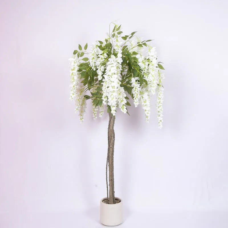 Blooming Wisteria Artificial Plant With Black Plastic Pot media 4