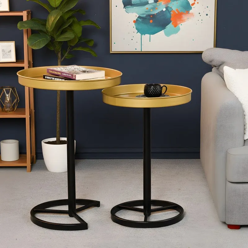 Zyro Nest Side Table (Black & Brown) - Set Of Two media 1