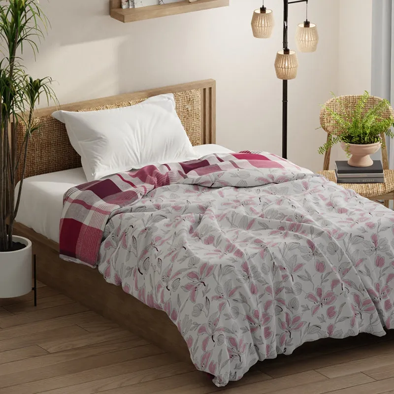 Frances Reversible Floral Cotton Microfiber Comforter (Pink) - 120 GSM media 1