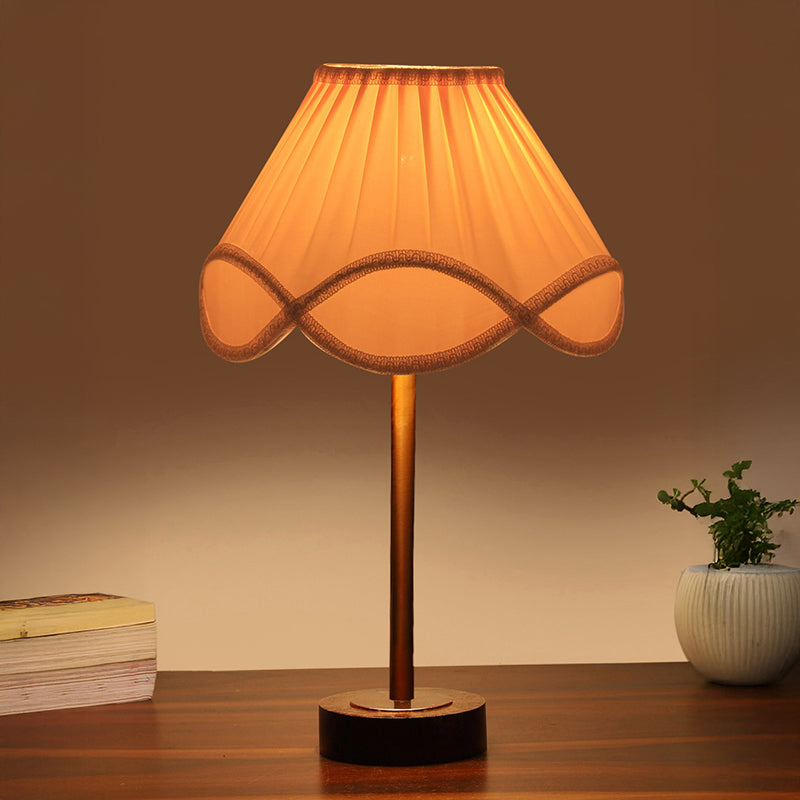 Valencia Rodin Wooden Table Lamp - OffWhite,Copper,Brown