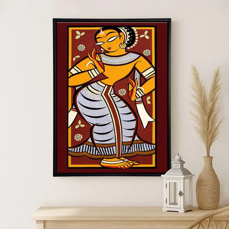 Indian Folk Canvas Wall Painting With Frame media 3