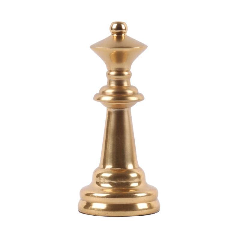 Chess Charm Aluminium Queen Showpiece (Gold) - Set Of Two media 5