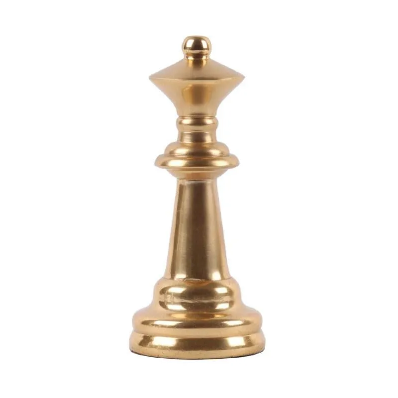 Chess Charm Aluminium Queen Showpiece (Gold) - Set Of Two media 5