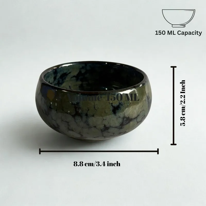 Mystique Handcrafted Ceramic Dip Bowls (Olive Green,150 mL) - Set Of Two media 7