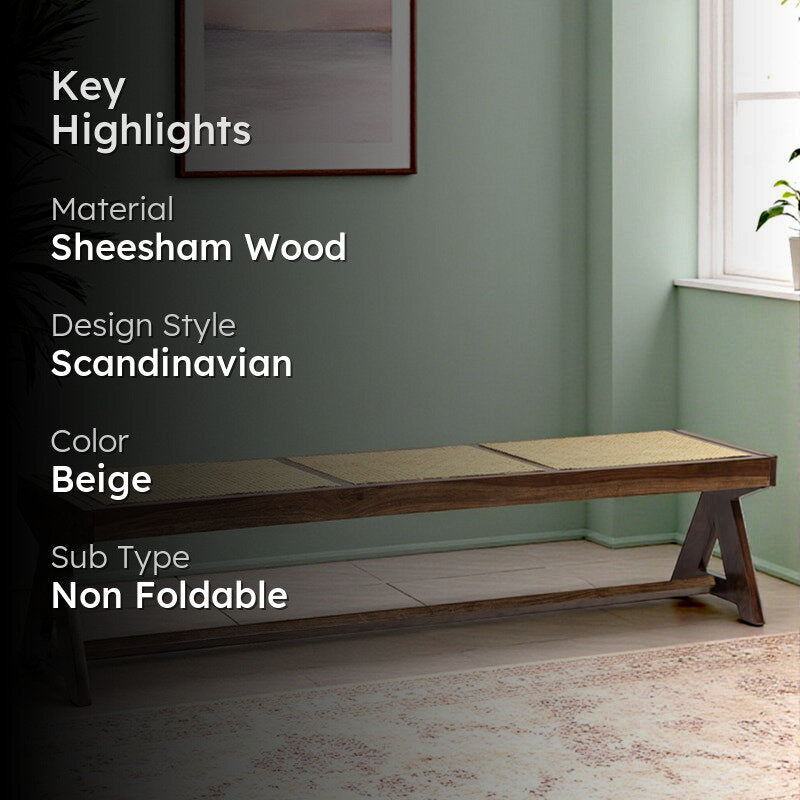 Clovex Sheesham Wooden Bench - Beige media 2