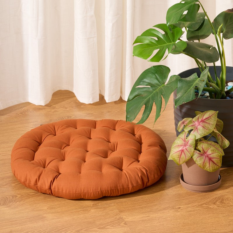 Fluffpod Solid Cotton Floor Cushion - Orange