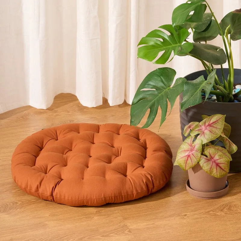 Fluffpod Solid Cotton Floor Cushion - Orange media 1