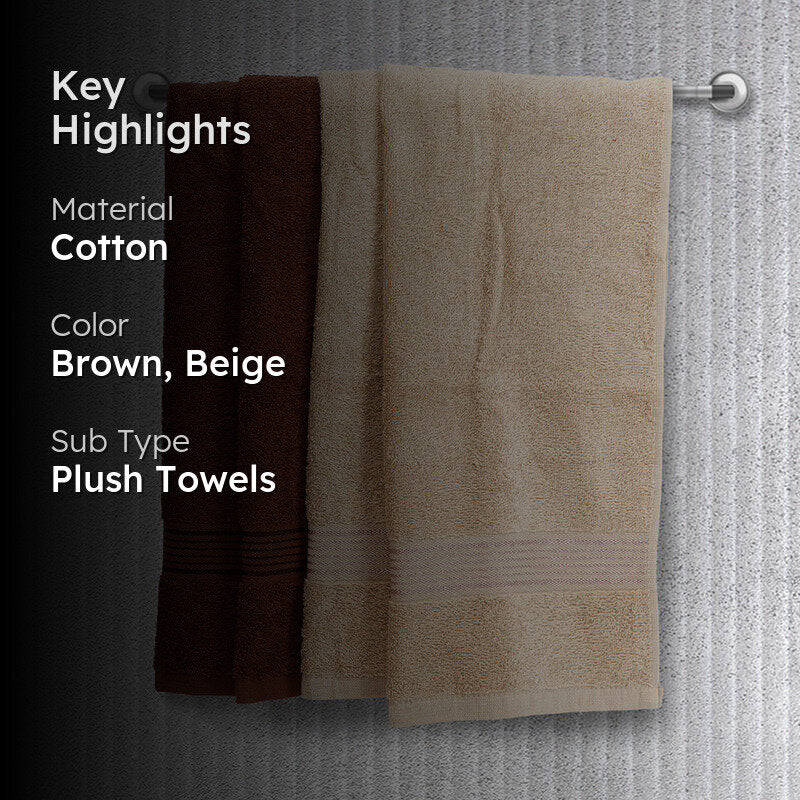 Pluma Cotton Hand & Face Towel (Brown & Beige) - Set Of Four media 2