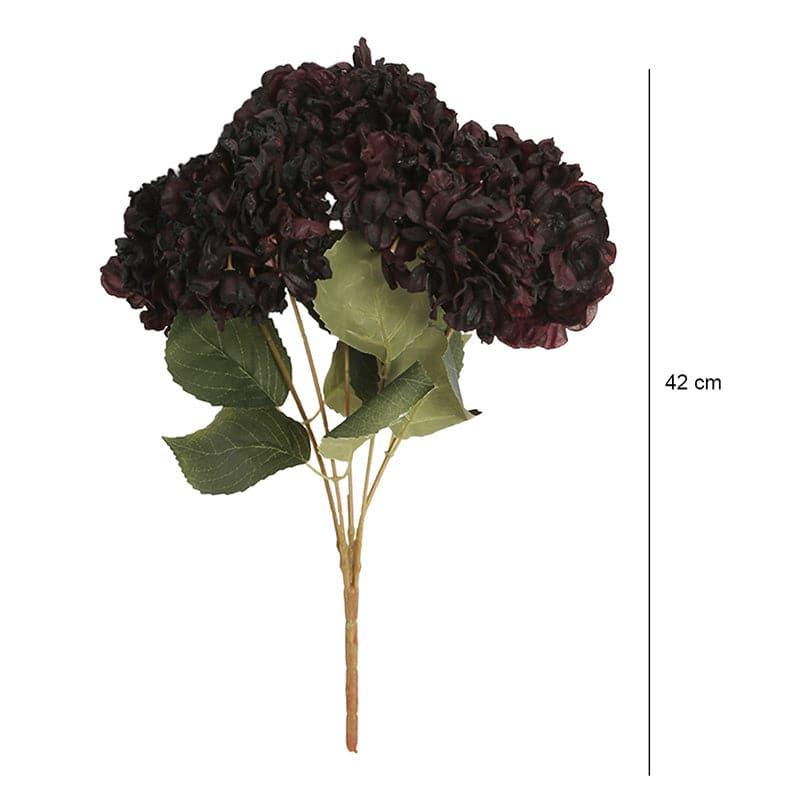 Faux Albidus Hydrangea Floral Bunch - Dark Plum media 5