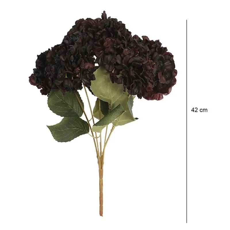Faux Albidus Hydrangea Floral Bunch - Dark Plum media 5