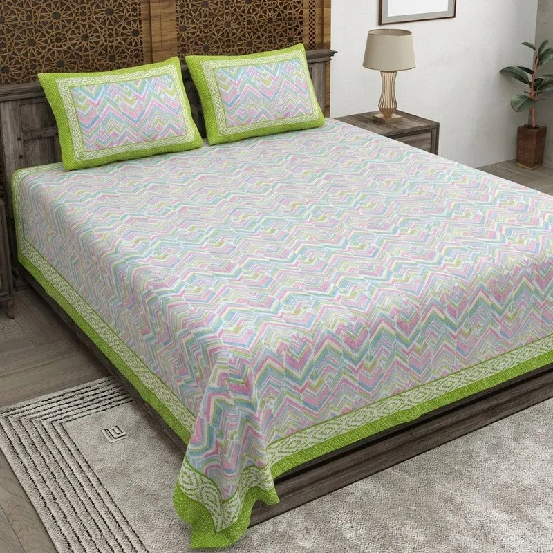 Softum Cotton Bedsheet (Green) - 240 TC media 1