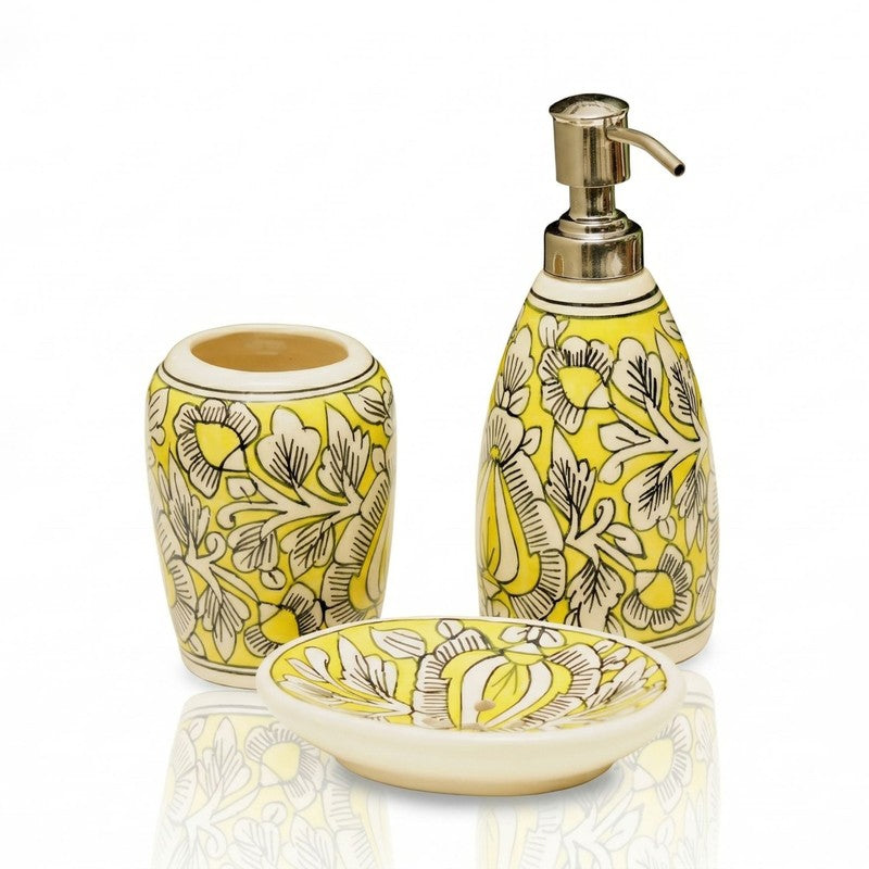 Bloom Bath Ceramic Bathroom Set - Three Piece Set media 3
