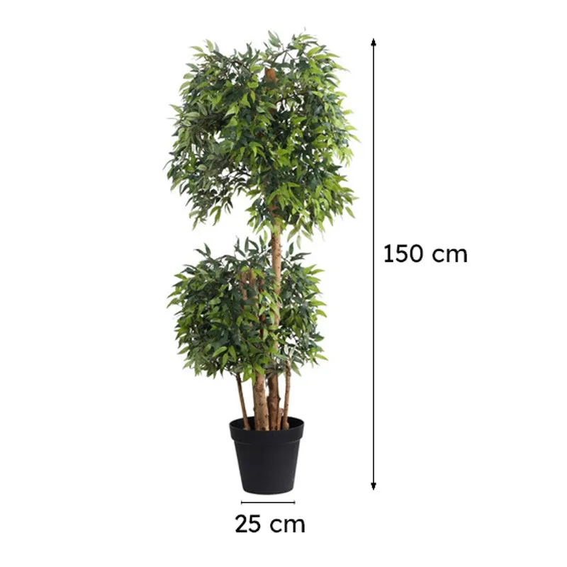 Artificial Ficus Bonsai Plant With Black Plastic Pot - 5.2 ft media 10