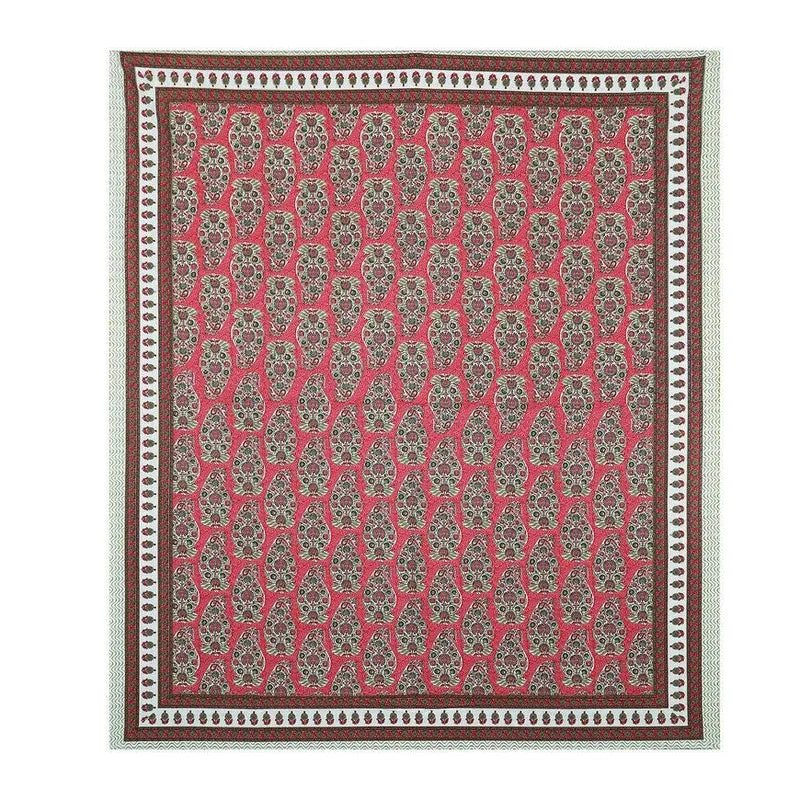 Floray Cotton Bedsheet (Red,Brown) - 240 TC media 5