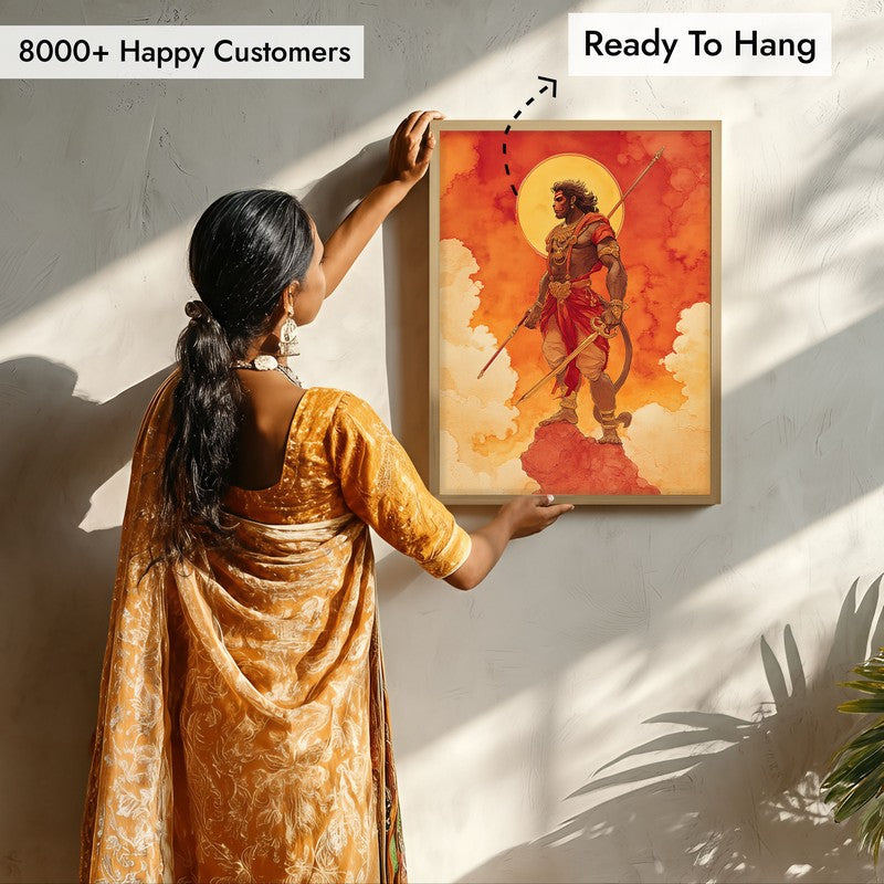 Divine Strength Sri Hanuman II Archival Paper Wall Art - Natural Brown Frame media 7