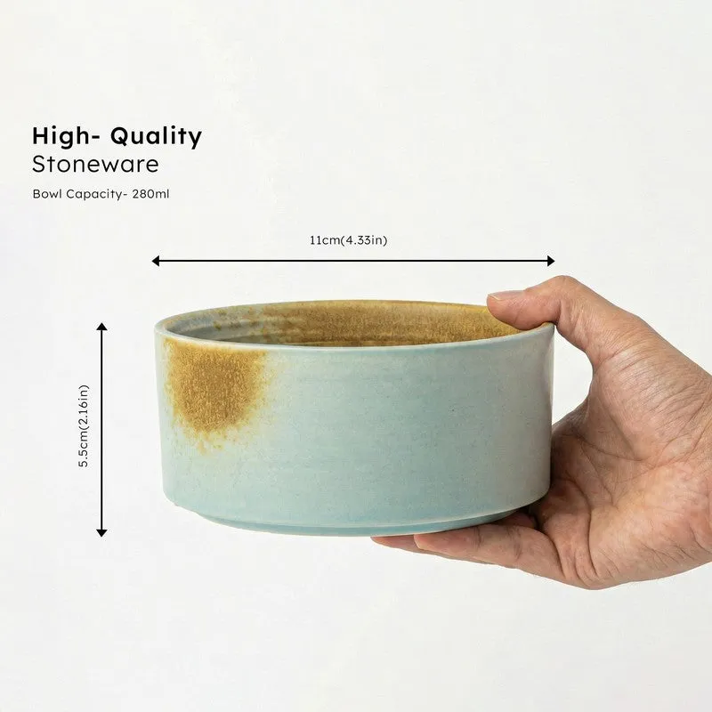 Whimsi Ceramic Soup Bowls (280 mL Each,Blue,Brown) - Set Of Four media 8
