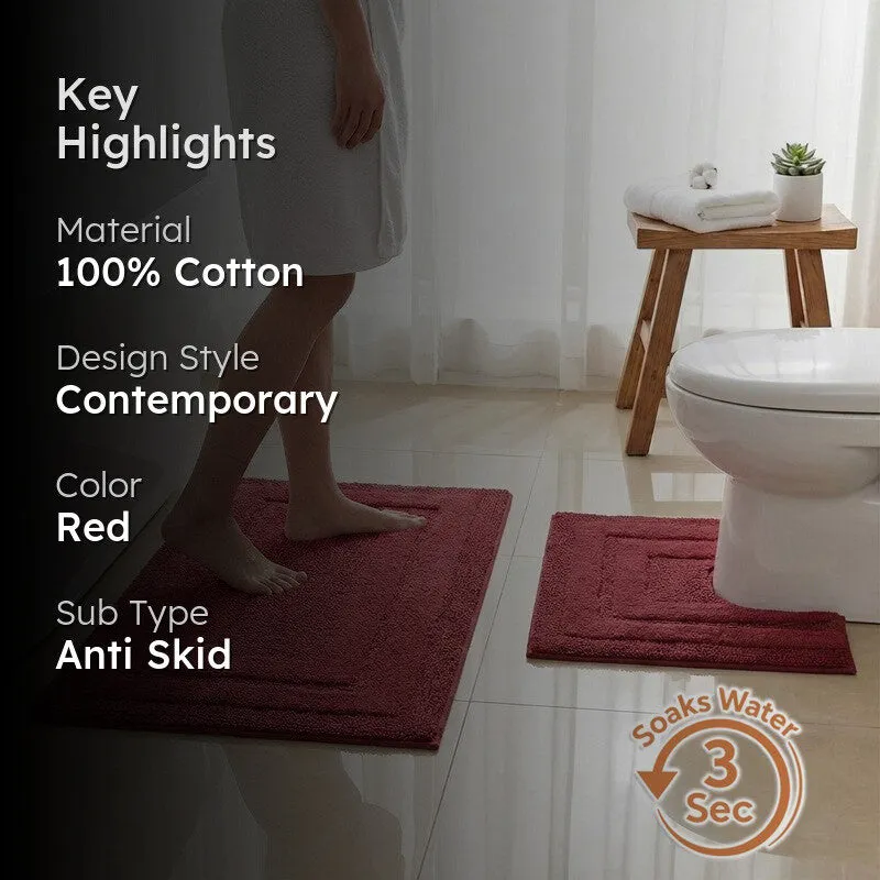 Aqualoom Anti skid Bath Mat (Red) - Set Of Two media 2