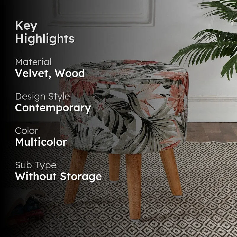 Avira Floral Velvet Ottoman - Multicolor media 2