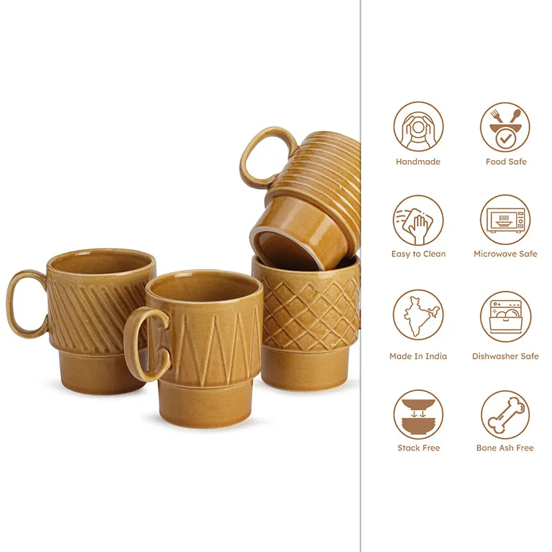 Monolith Mustard Ceramic Mug (150 mL Each) - Set Of Four media 4