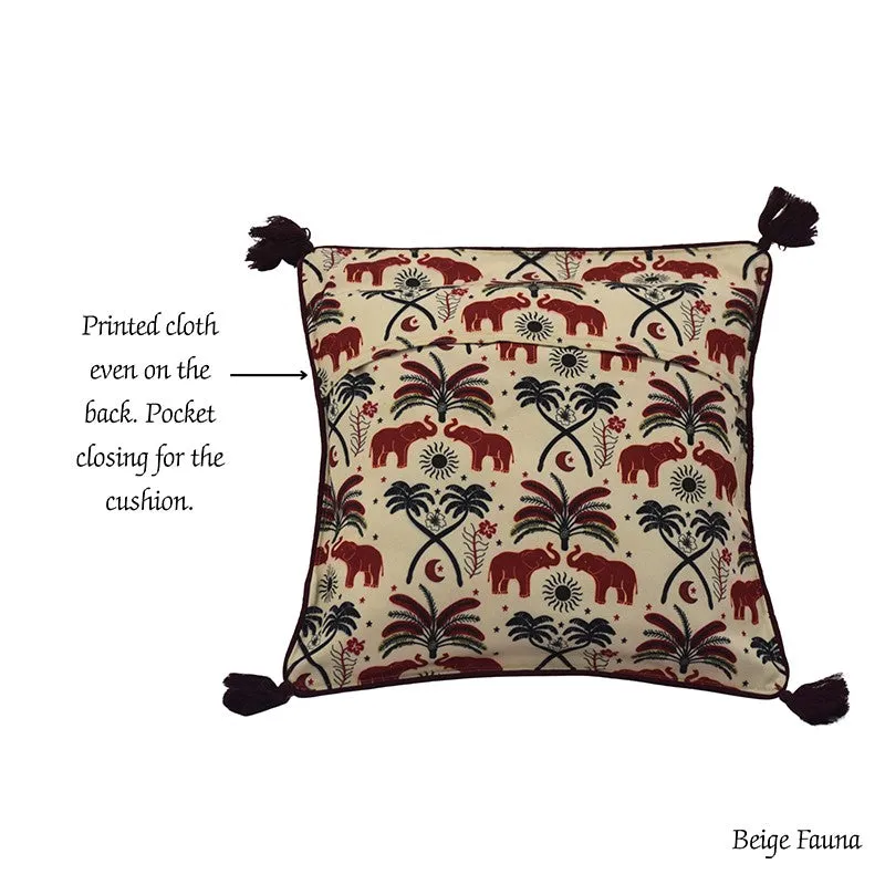 Cushaura Bamboo Cushion Covers - Beige,Red - 8