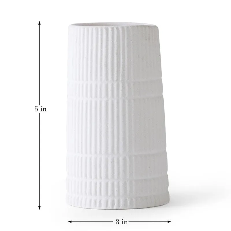 White Ridge Textured Ceramic Vase media 9