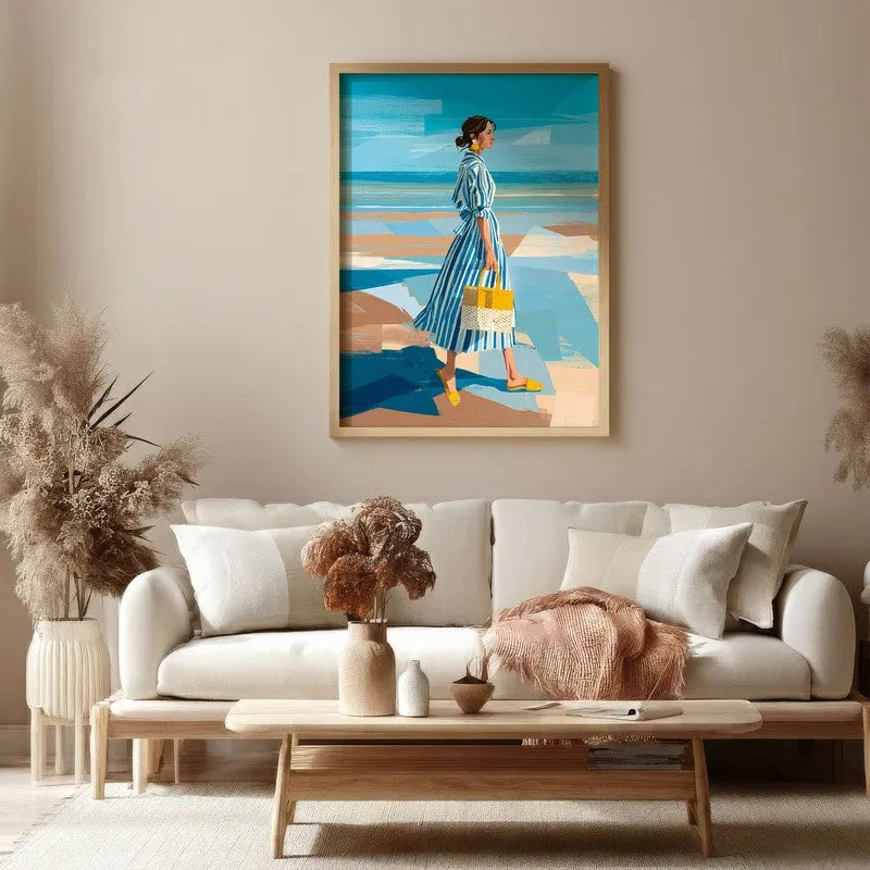 Alira Travel Illustration Canvas Wall Painting With Brown Frame media 4