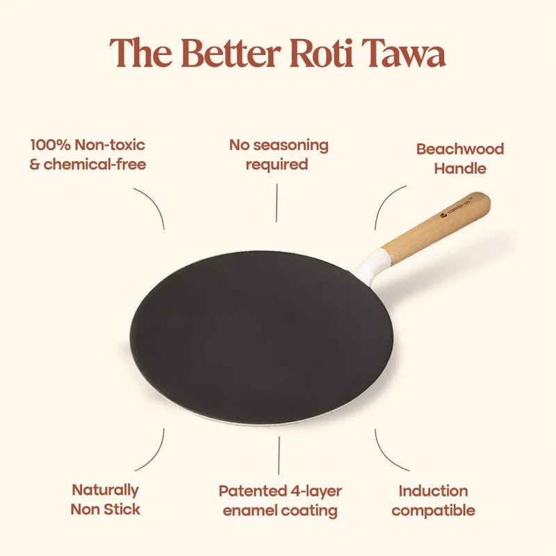 Cumin Co Enamel Cast Iron Roti Tawa - White media 7