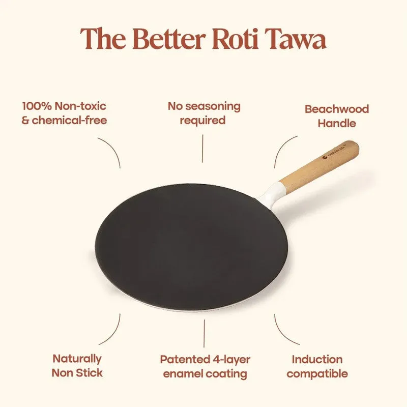 Cumin Co Enamel Cast Iron Roti Tawa - White media 7