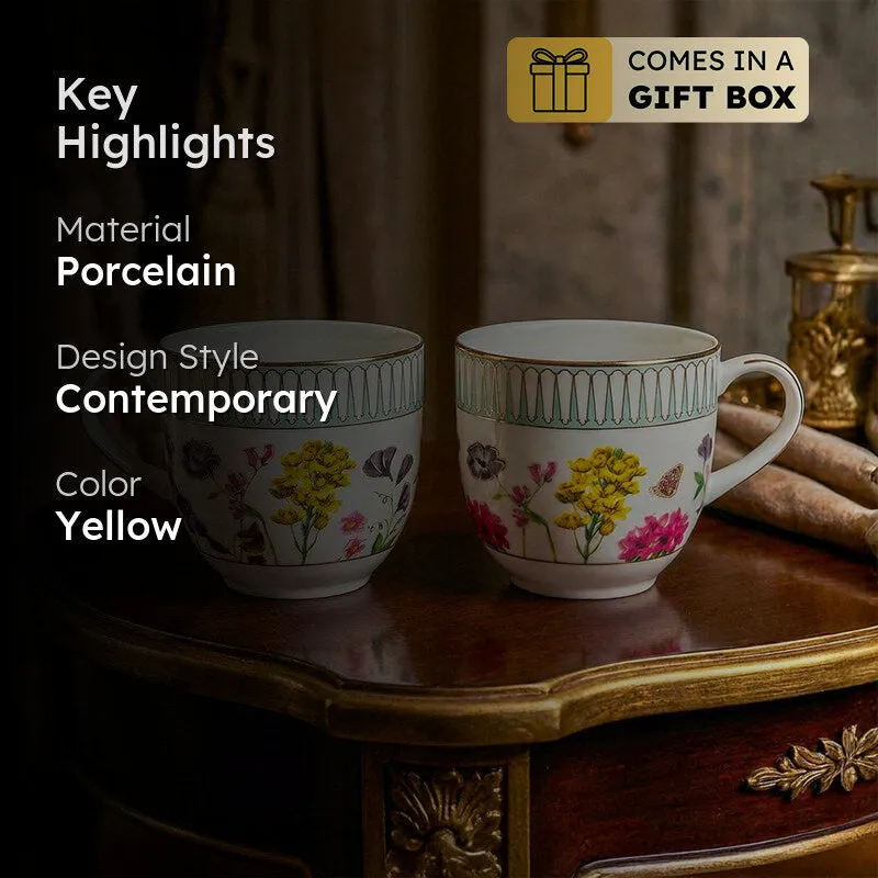 Basant 24k Gold Brushed Porcelain Coffee Mug (280 mL Each) - Set of Four media 2