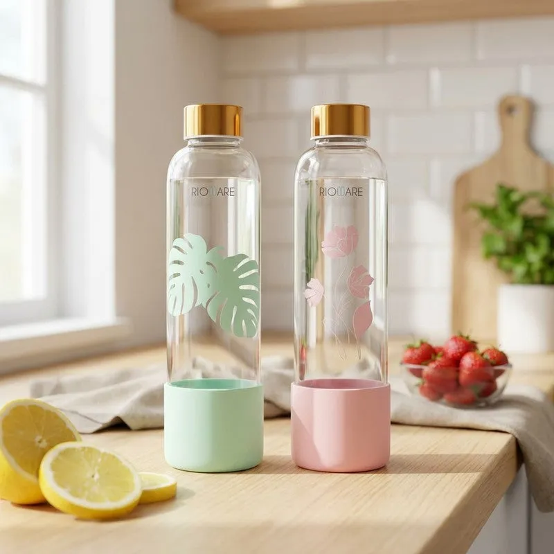Rioware DailyPure Water Bottle (Green, Pink, 750 mL Each) - Set Of Two media 1