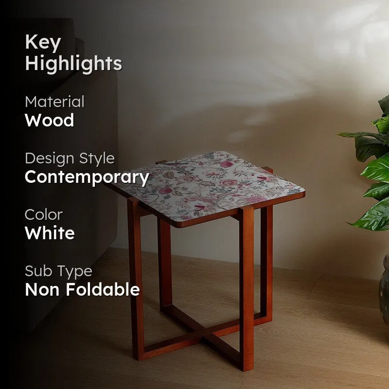 India Circus Wood Rustic Square Side Table media 2