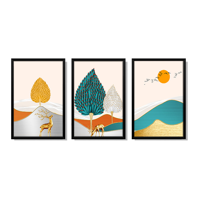 Sylvan Luxe Synthetic Fibre Wall Art With Frame - Set Of Three media 3